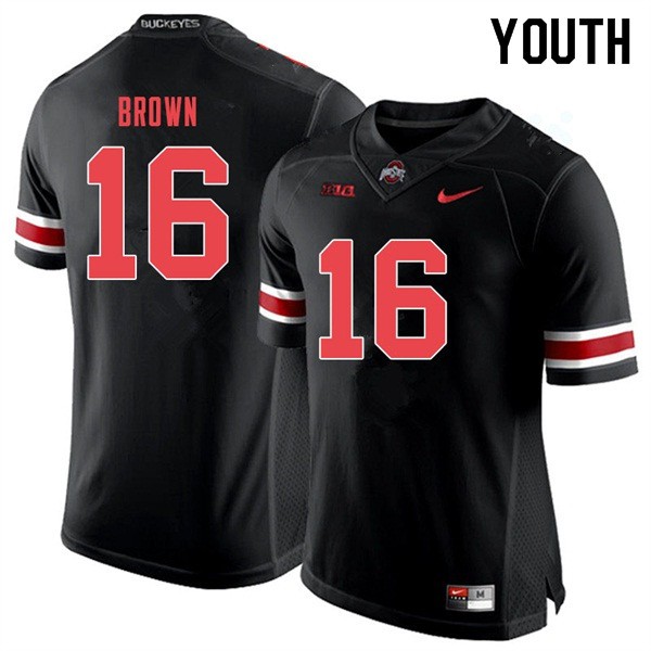 Ohio State Buckeyes #16 Cameron Brown Youth Official Jersey Black Out OSU77599